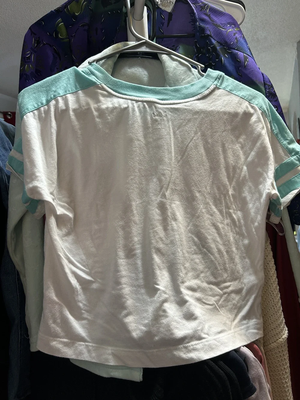 Justice Sport Girls' White and Mint Green Short Sleeve T-Shirt Size M